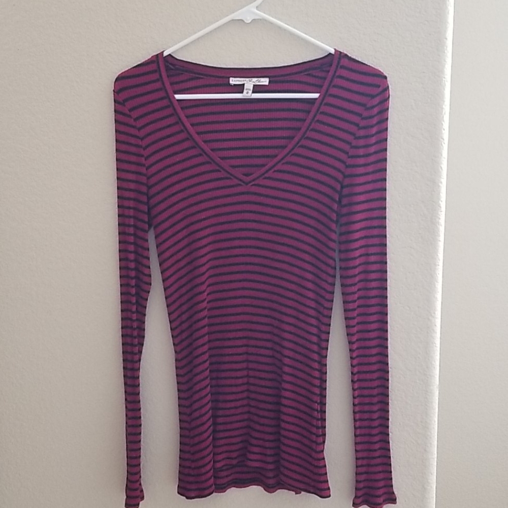 Express One Eleven Top - maroon and black